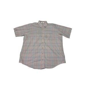 Burberrys Of London Plaid Short Sleeve Button Down Shirt Mens Size L made USA